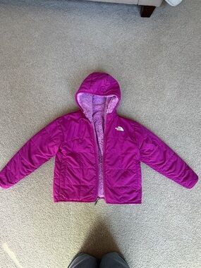 North Face Girls' Fuchsia Hooded Reversible Coat